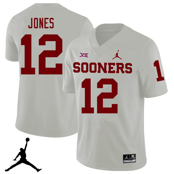 Jordan Brand Men #12 Landry Jones Oklahoma Sooners 2018 College Football Jerseys Sale-White - Click Image to Close